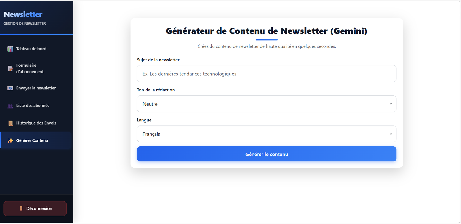 Newsletter Pro - Dashboard
